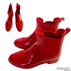 EUC SHOEDAZZLE Jeanie Rain Boots, Ankle Booties, Pull on, Sz 8, like new,Vibrant
